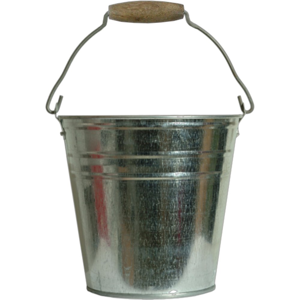 Zink-Eimer mit Holzgriff, Ø 26,5 x 25,5 cm
