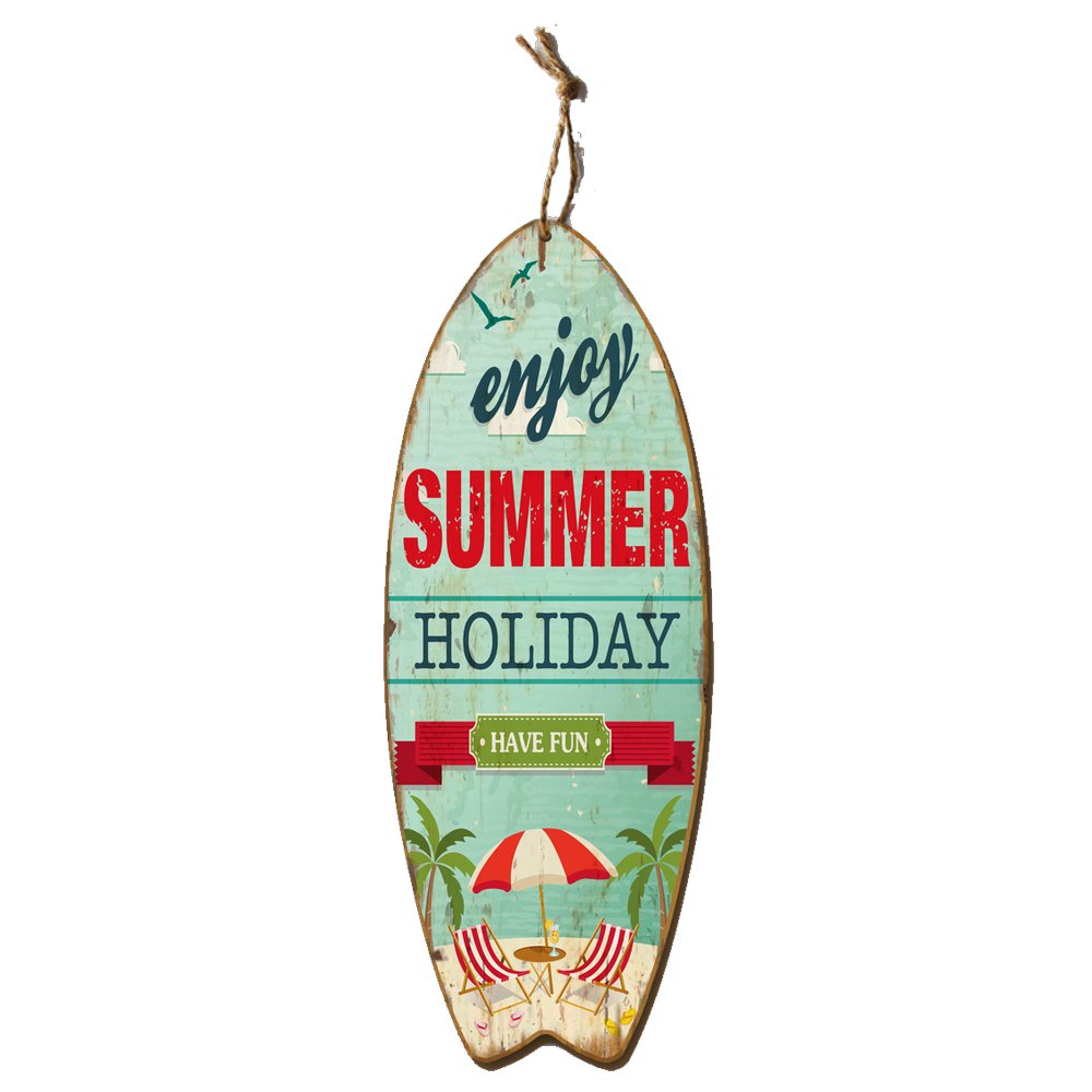 Surfbrett enjoy Summer Holiday bunt, B 30 x T 1,8 x H 78 cm