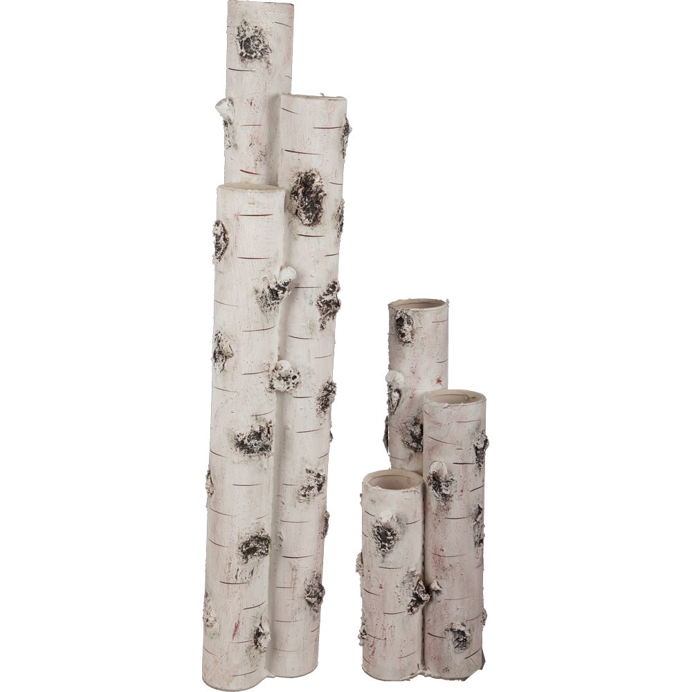 Birken-Vase 3er Gruppe creme/natur, Ø15 x H80 cm