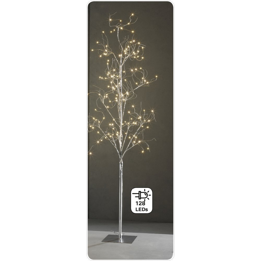 LED Baum filigran 128 LEDs warm-weiß, silber,H 150 cm
