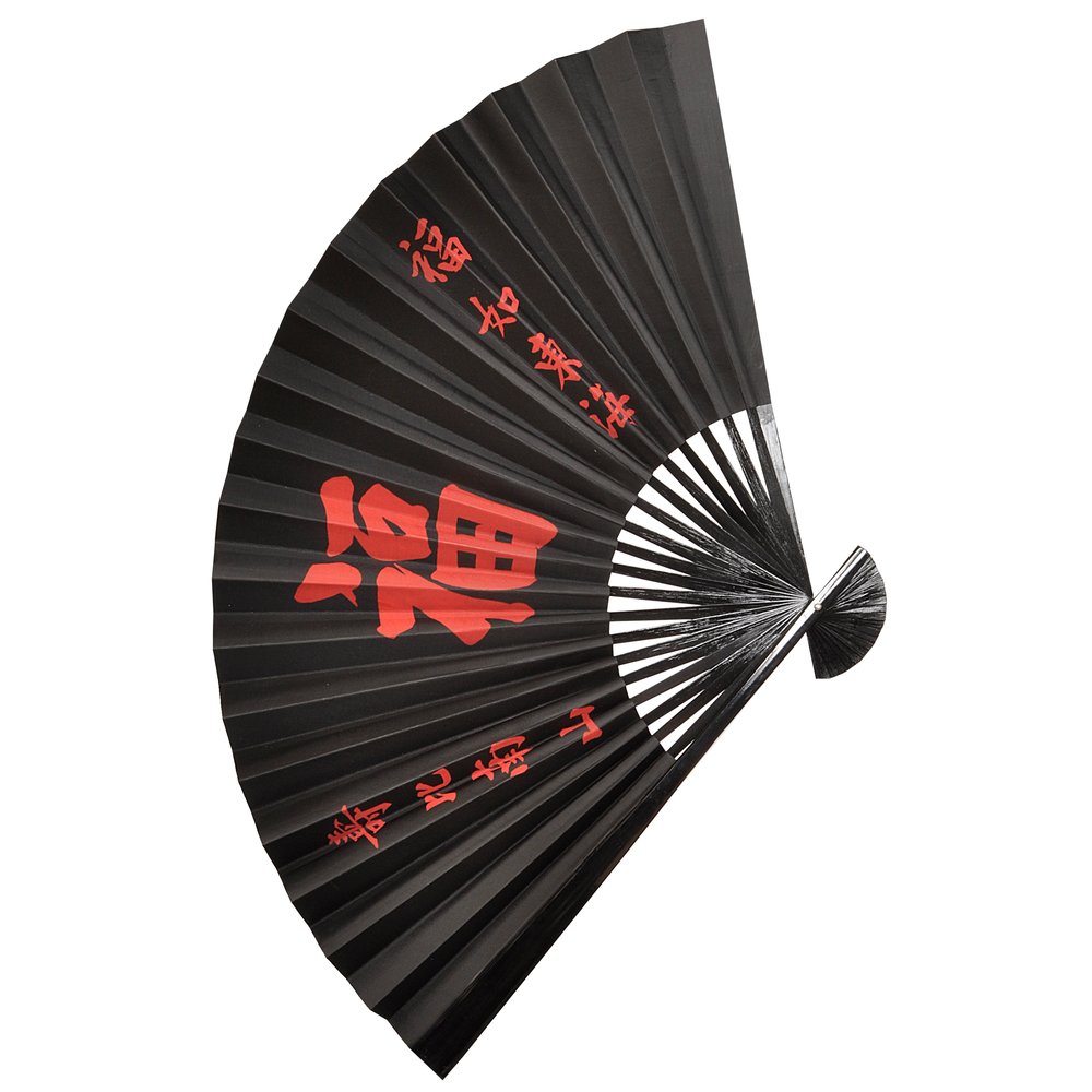 Fächer Silk Schriftzeichen schwarz-rot, 60 cm