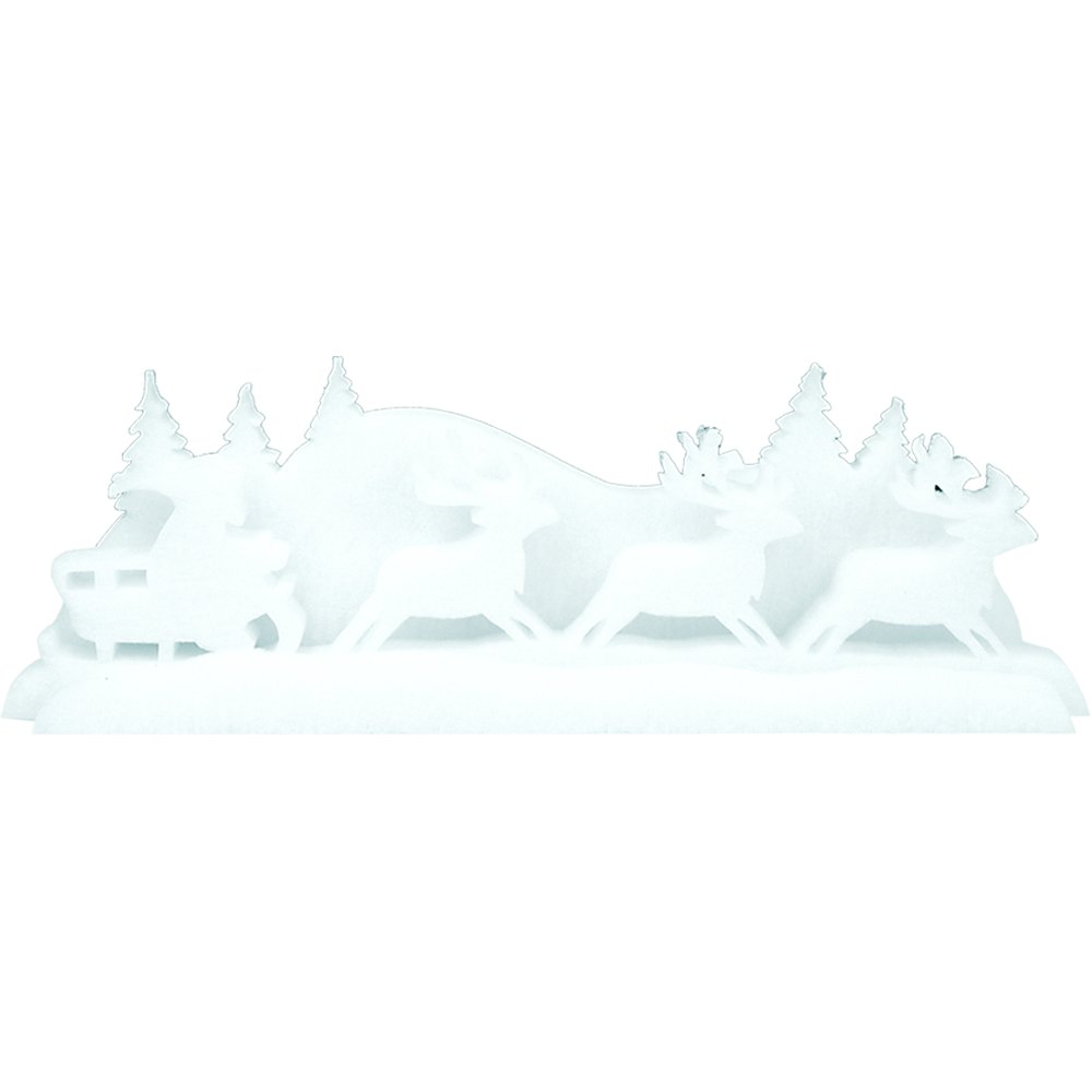 Rentierschlitten 3D Watte weiß, 63 x 12 x 21 cm