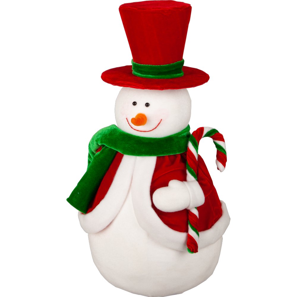 Schneemann Candy mit Zylinder rot/weiß/grün,23x23xH47 cm