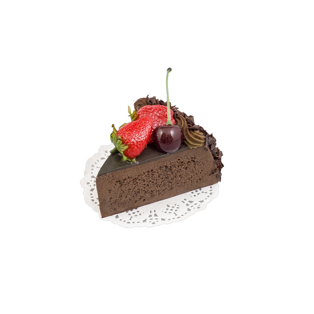 Schokokuchen Stück mit Erdbeeren, 10 x 8 cm