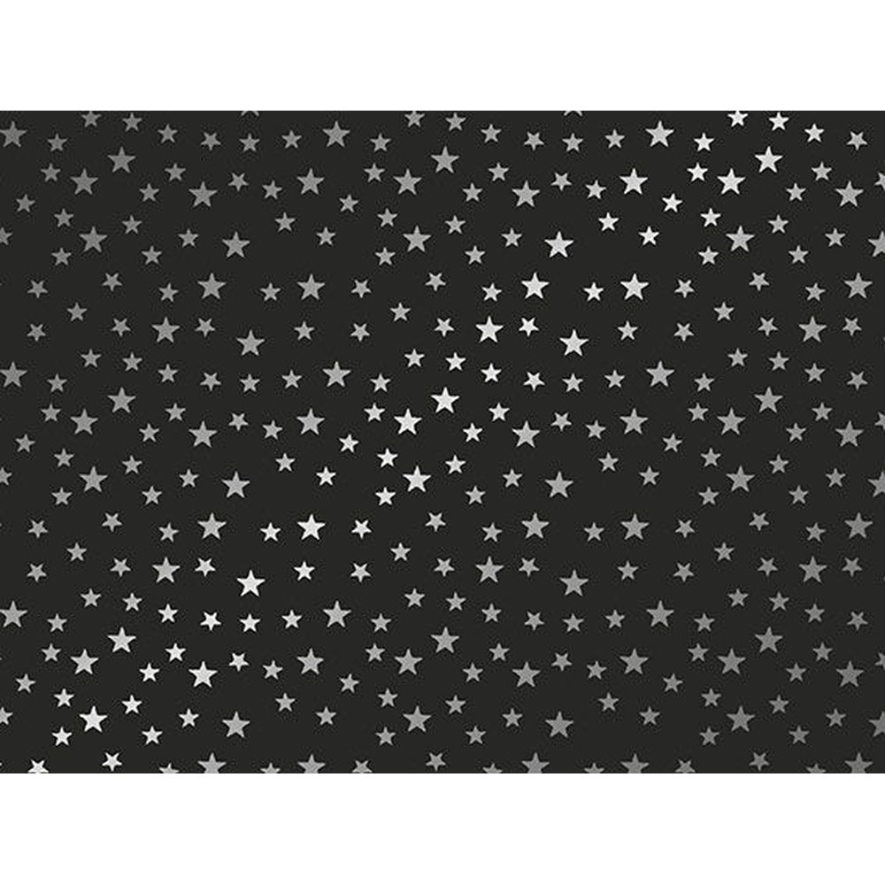 Geschenkpapier Little Stars schwarz-silber, 70 cm x 50 m