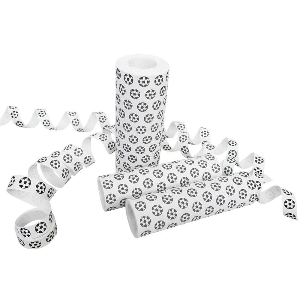 Luftschlangen Fußball 10 Reihen, schwarz-weiß, 14 mm x 4 m