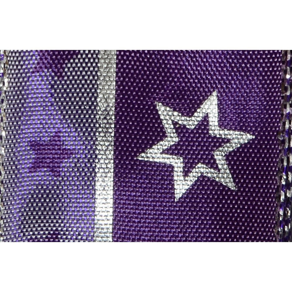 Band Sterne violett-silber, 40 mm x 20 m