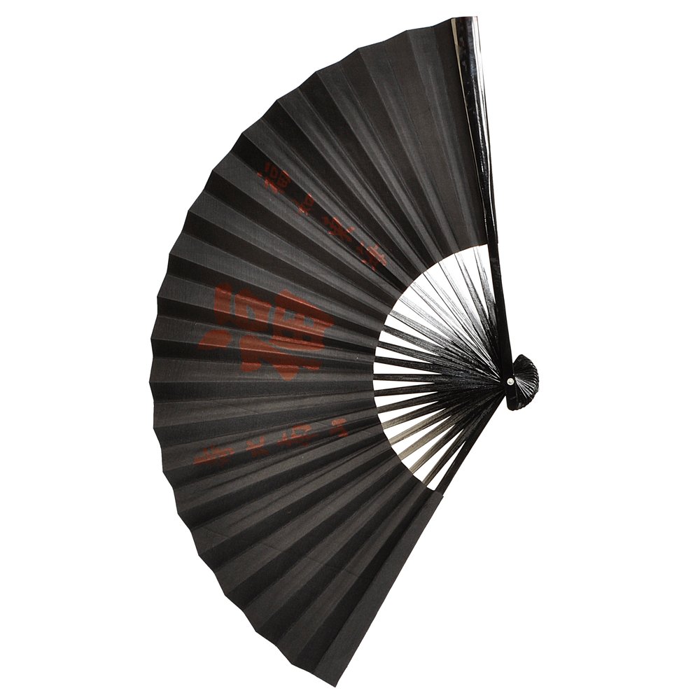 Fächer Silk Schriftzeichen schwarz-rot, 32 cm