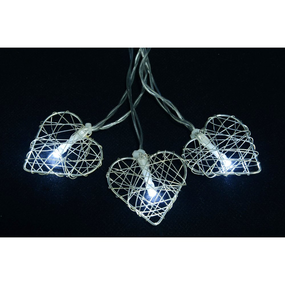 Drahtherzen 20 Stück silber, 5 cm, für 5 mm LED-Lichterketten