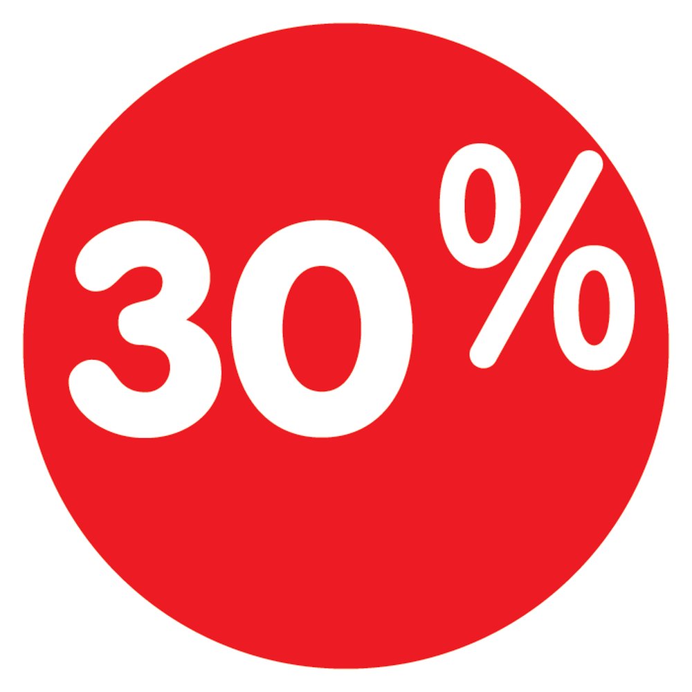 Ankleber Rabatt 30 % Ø 32 cm rund